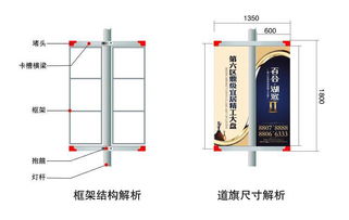 灯杆两面道旗框架